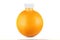 Concept, orange as bottle of fresh juice on white background