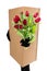 Concept: package delivery to convey a floral bouquet