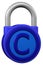 Concept: padlock with sign copyright. 3D rendering.