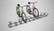 Concept parking stop metallic for two bikes 3d renderer on gray background with shadow
