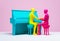 concept performance illustration trend modern piano music colourful people art. Generative AI.