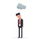 Concept of pessimist businessman or manager for the crisis. Flat character on white background. Vector