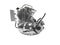 Concept petrol engine motorcycle two cylinder gear box 3d renderer on white background no shadow