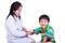 Concept photo of children health and medical care. Isolated on