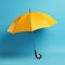concept photo, yellow Umbrella on blue background