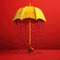 concept photo, yellow Umbrella on Red background
