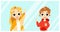 Concept Of Preschool Age Kids Or Teens Friendship And Development. Smiling School Children Boy and Girl Standing