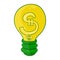 Concept of producing natural energy, light bulb with dollar sign inside, vector illustration
