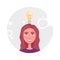 Concept of productive self organization cute girl, effective time management, organize work. Woman idea bulb, read email