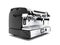 Concept professional coffee machine on four cups with milk 3d render on white background with shadow