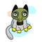 Concept of quarantine. Cartoon cat in gas mask . Self isolation, quarantine due to coronavirus.
