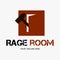 Concept of Rage room, smash stuff logo. Destruction house vector emblem