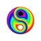 Concept rainbow flat symbol yin-yang. Digital electronic, disco trans rave abstraction. Isolated vector illustration. Creative