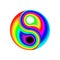 Concept rainbow flat symbol yin-yang. Digital electronic, disco trans rave abstraction. Isolated vector illustration. Creative