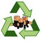 Concept of Recycle Used Batteries. Recycling symbol with used batteries.