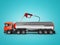 Concept refueling gasoline tank truck with fuel 3d render on blue background with shadow