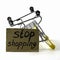 the concept of refusing to buy reasonable consumption is an inverted shopping cart on a white background next to a sign