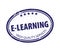 Concept of remote learning. E-learning. Stamp. Blue round grunge vintage e-learning sign
