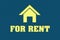 Concept renting. Icon at home and the inscription in the lease. Dark background. Business and Finance