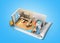 Concept of repair work isometric low poly home room renovation i