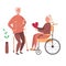 Concept of romantic relationships and marriage with handicapped old people. Loving senior couple of handicapped