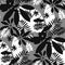 Concept scattered tropical leaves seamless pattern