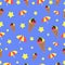 Concept seamless pattern umbrella ice-cream star. vector illustration seamless on blue