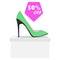 The concept of selling women`s shoes. Sale of women`s shoes at a discount.