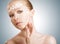 concept skincare. Skin of beauty woman with facelift, plastic surgery, rejuvenation, arrows