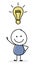 Concept of smiley stickman with light bulb - idea icon. Vector