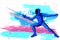 Concept of sportsman playing Fencing