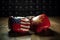 The concept of the struggle between China and America for control in the world, Boxing gloves with the flag of the USA