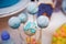 Concept sweet couple in love for your design. You can draw faces, emotions. Stick man. White chocolate cake pops decorated with
