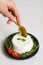 Concept of tasty dairy product - ricotta cheese