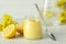 Concept of tasty food, lemon curd, close up