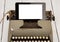 Concept of technology progress - old typewriter and new tablet p