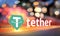 Concept of tether moving fast on the road, a Cryptocurrency blockchain platform