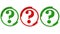 Concept of three question marks in green and red colors