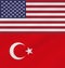 Concept of United States of America and Turkey trade war.