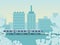 Concept urban city area, train ride bridge railway flat vector illustration. Travel country movement trip european