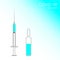 The concept of vaccination. A syringe and an ampoule of vaccine. Healthcare and medicine