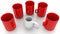 Concept of various cups in red and white