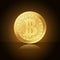Concept of virtual money digital cryptocurrency. Golden bitcoin on background.