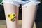 Concept of way of spending free time. Top view photo of fidget spinner lying on girl`s knee teen teenager addiction play player g