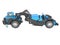 Concept wheeled tractor scraper side view 3d render on white background no shadow