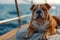 Concept Wildlife English Bulldog on Yacht Deck A Unique Blend of Wildlife Imagery and Environment