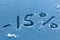 The concept of winter discounts. Selling goods in winter at discounted prices Numbers and percentages on the ice surface