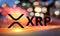 Concept of XRP Ripple moving fast on the road, a Cryptocurrency blockchain platform , Digital money