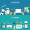 Concepts of education and e-learning flat design