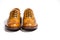 Concepts of Luxury Male Footwear. Full Broggued Tan Leather Oxfords